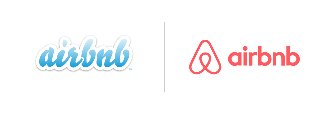 Airbnb before and after logo comparison rebrand