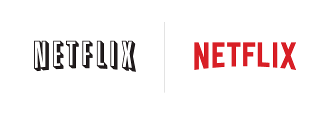 Netflix before and after logo design comparison rebrand