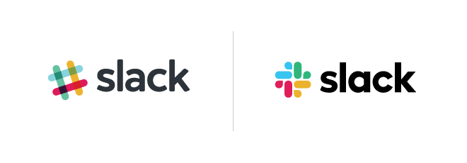 Slack before and after logo comparison rebrand