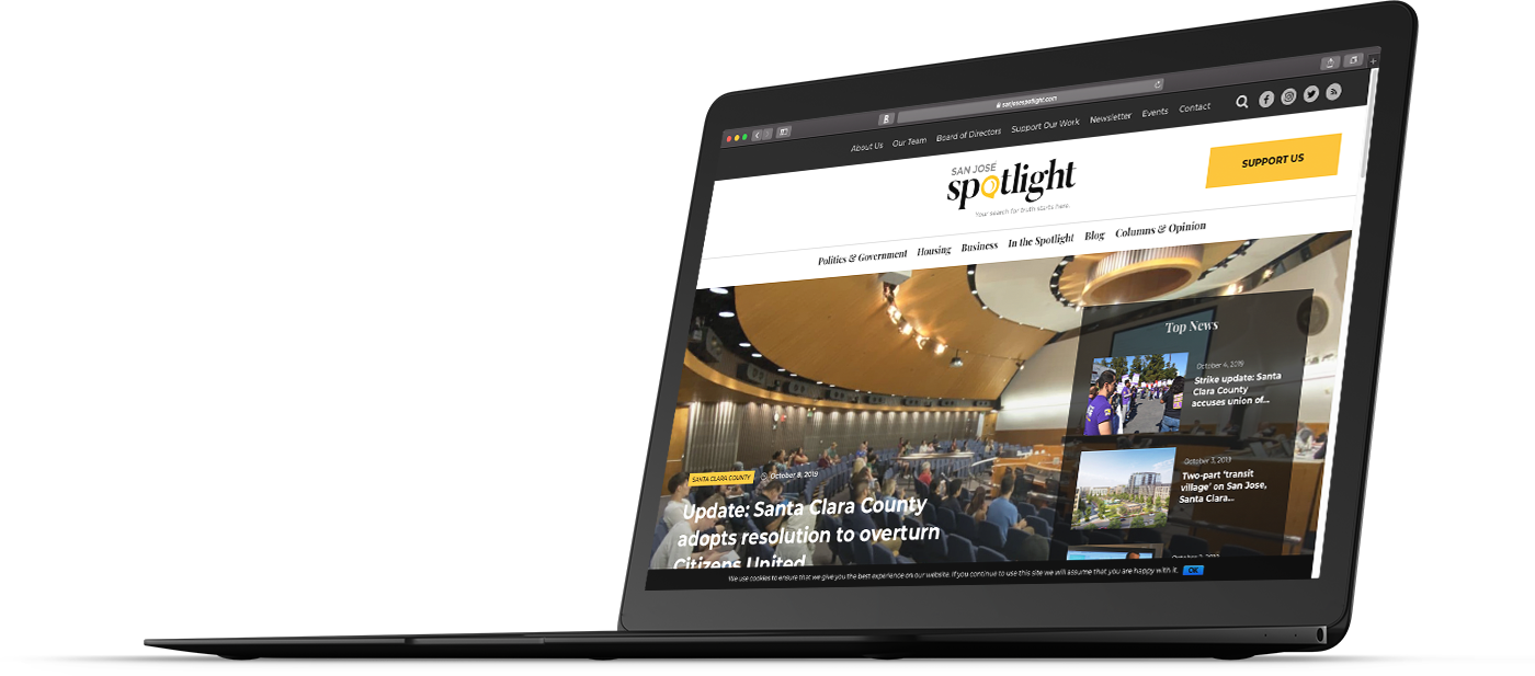 San Jose Spotlight content web design on laptop