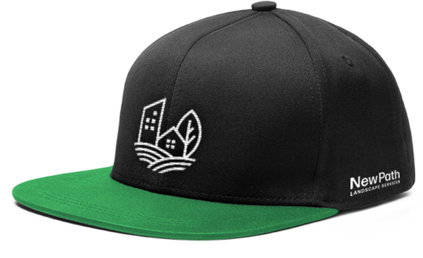 Newpath white logo design on black branded hat marketing swag