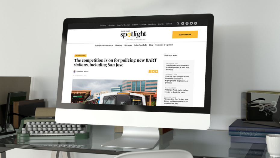 San Jose Spotlight website design on monitor