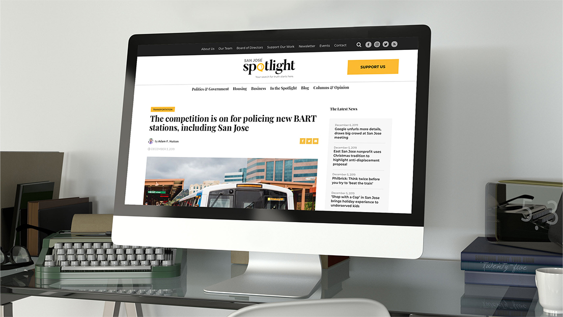 San Jose Spotlight site on monitor