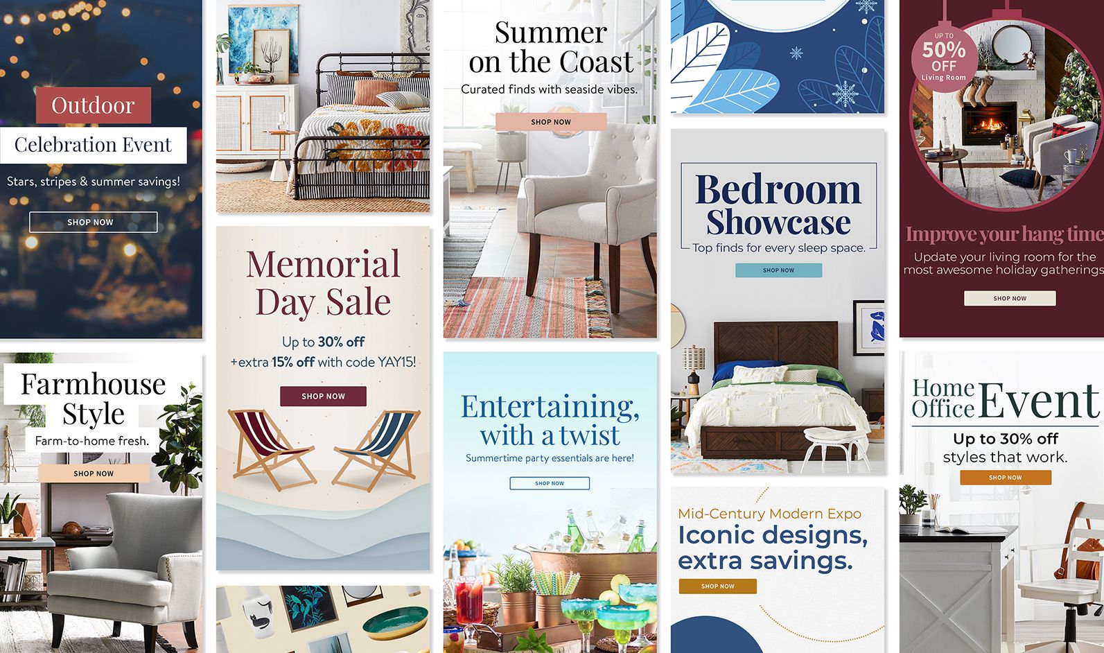 Hayneedle-Email-Ads-Grid grid of hayneedle ad design marketing emails