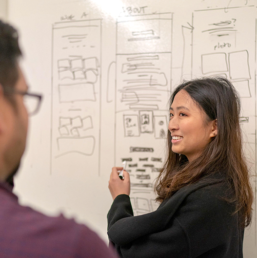 Jady leading a wireframe brainstorm