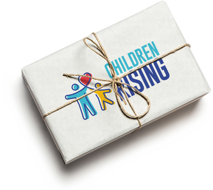 children rising logo design on package