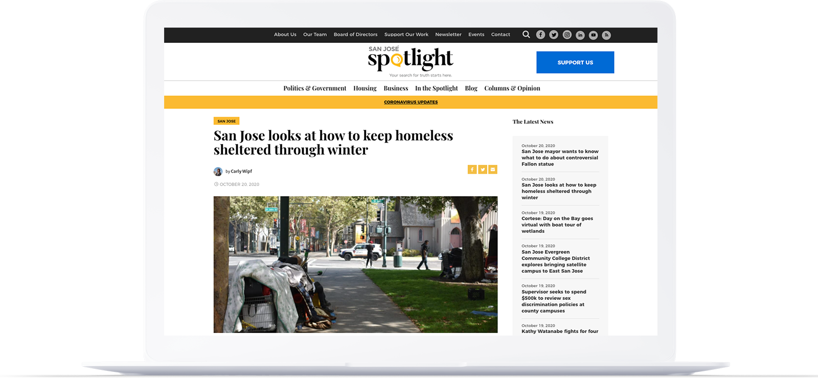 san jose spotlight blog web design laptop mockup