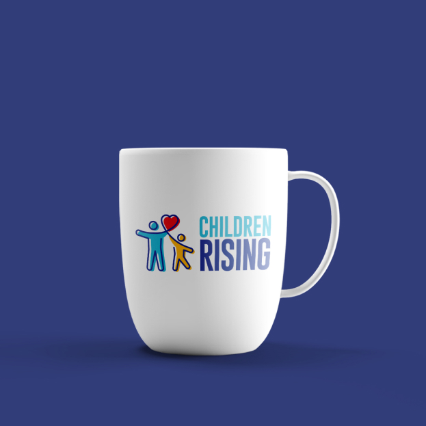 children rising logo design mug mockup
