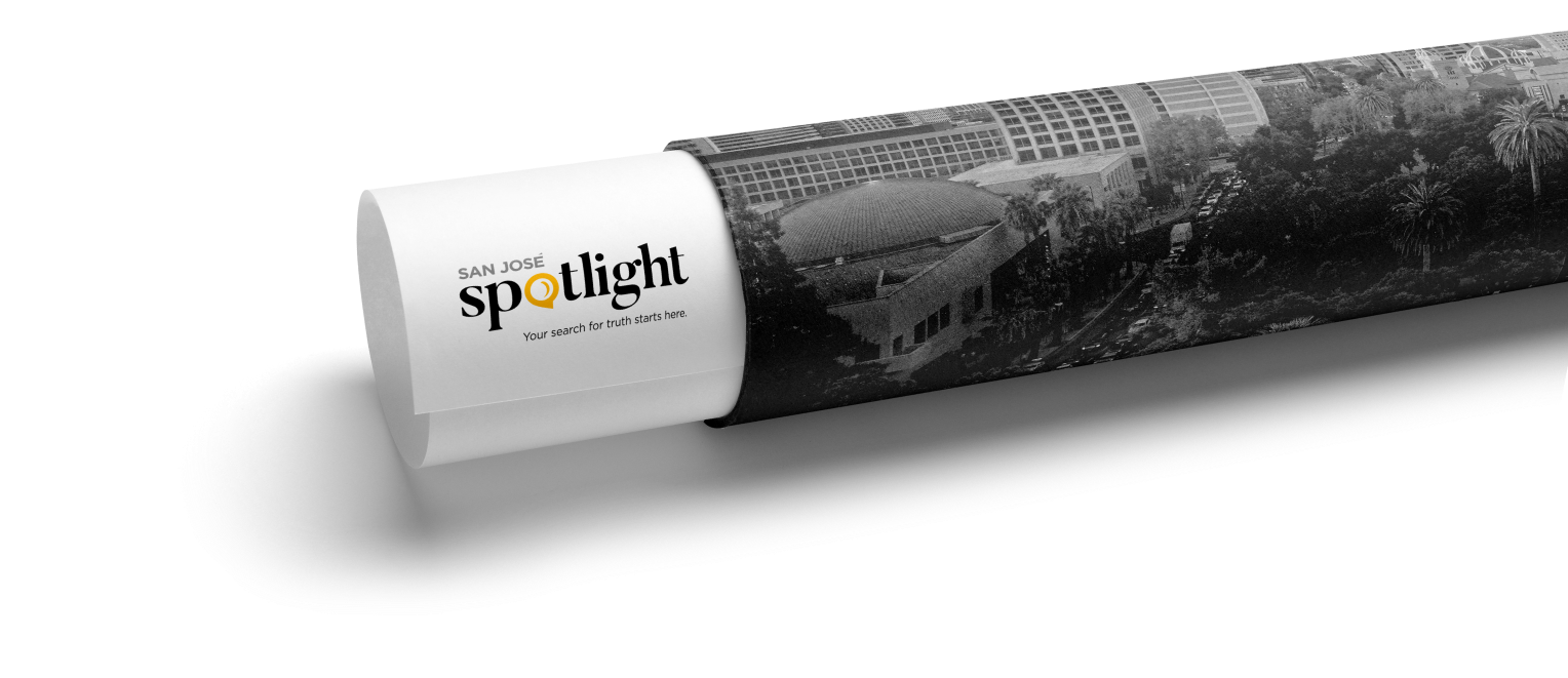 san jose spotlight logo design poster tube mockup
